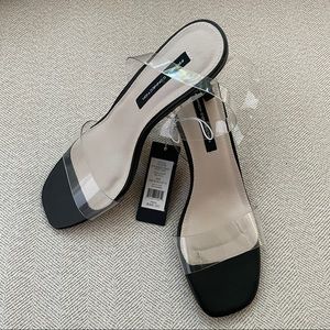 French Connection Tia Slingback Black Clear Sandals Heels, size 9